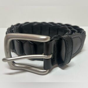 •ᴗ• Structure Black Braided Belt with Silver Buckle | Size 38